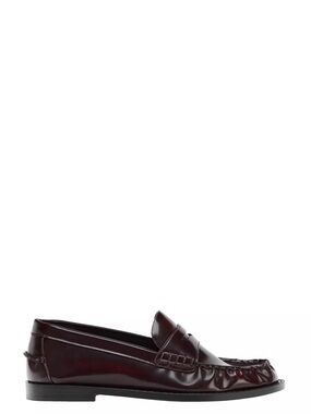Zara Women's Burgundy Leather Penny Loafers